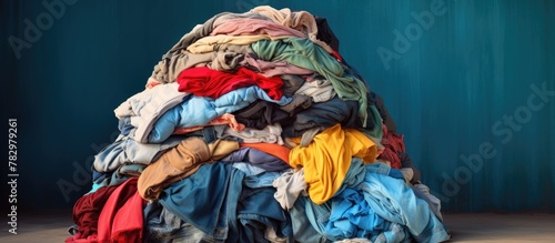 pile of clothes on wooden f...