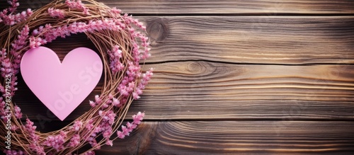 Heart-shaped wreath with pi...