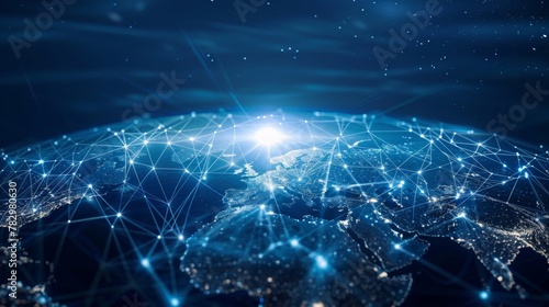 Visualize the intricate web of connections in the LAN  Local Area Network  world  where devices are linked across geographical boundaries. Show a digital map representing nodes in various locations in