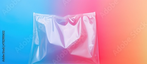 Clear plastic bag on lively backdrop photo