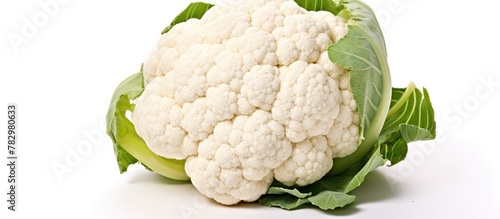Cauliflower head on white backdrop
