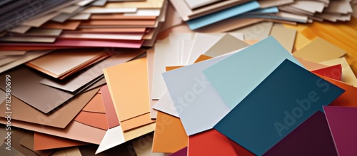 Color samples stack on a desk