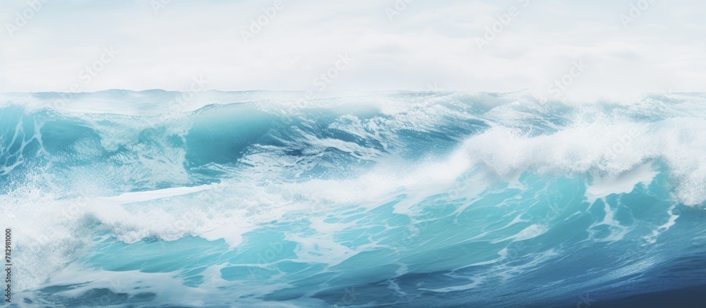 Ocean wave breaks dramatically