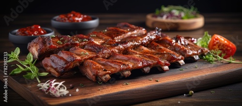 Barbecue ribs with sauce an...