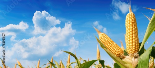 Ripe corn field under vivid...