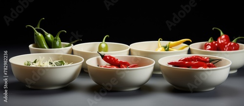 Bowls of assorted peppers