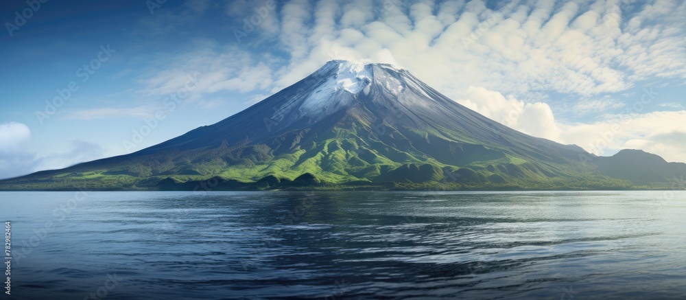 Fototapeta premium Mountain amidst serene lake