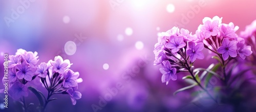 Purple blooms in field, rad...