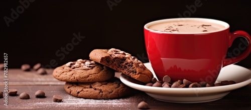 Red cup with cookies and ho...