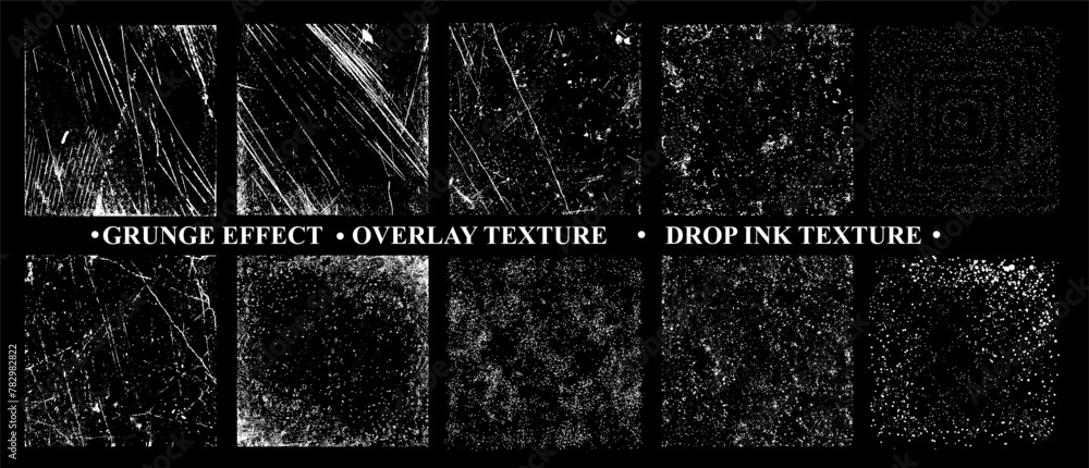 Variety of Grunge Textures Set in Monochrome. Set of four distinct ...