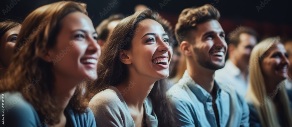 People attending movie screening in theater People attending movie screening in theater