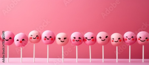 Pink cake pops face row