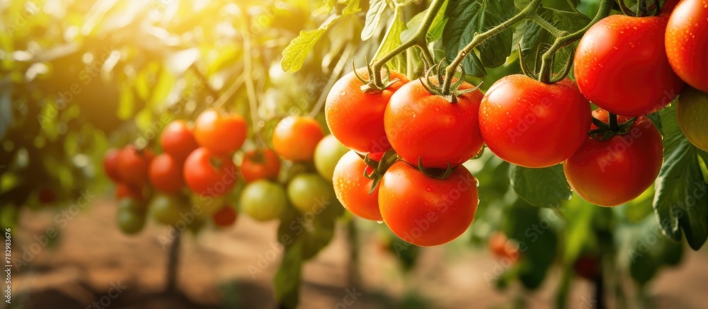 Obraz premium Tomato Cluster on Tree