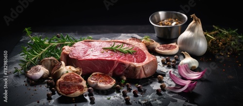 Close-up of steak on cuttin...