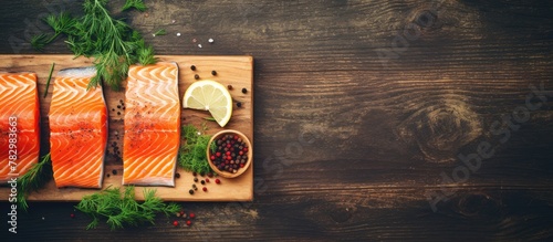 Salmon fillets on cutting b...