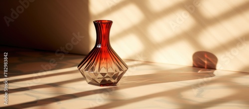 Red vase on sunny table