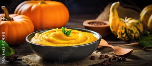 Pumpkin butter in bowl with...