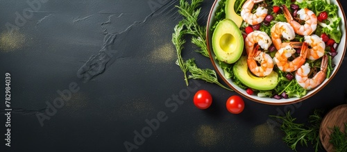 Shrimp salad with avocado, ...