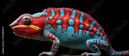 Colorful chameleon perched ...