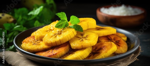 Bowls of bananas and rice o...