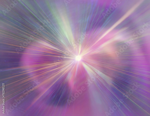 Abstract burst, digital flare, iridescent glare, lens flare effects for overlay. Magenta, pink, purple colors background