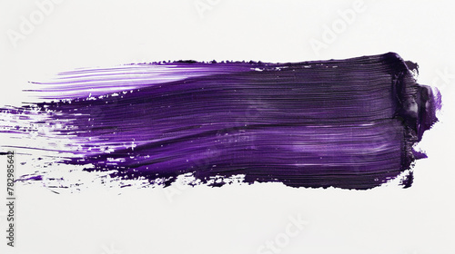 Deep purple paint brush stroke on a pure white background