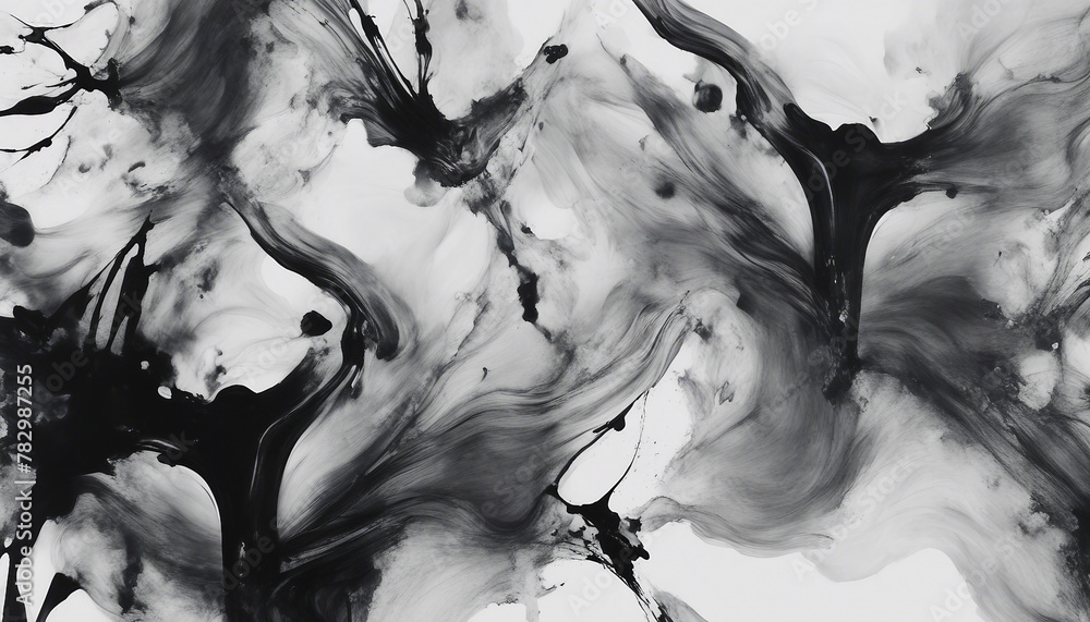 Fototapeta premium Abstract Black Ink Splash on White: Grunge Art Background