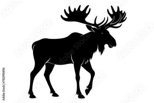 moose silhouette-black vector art illustration photo