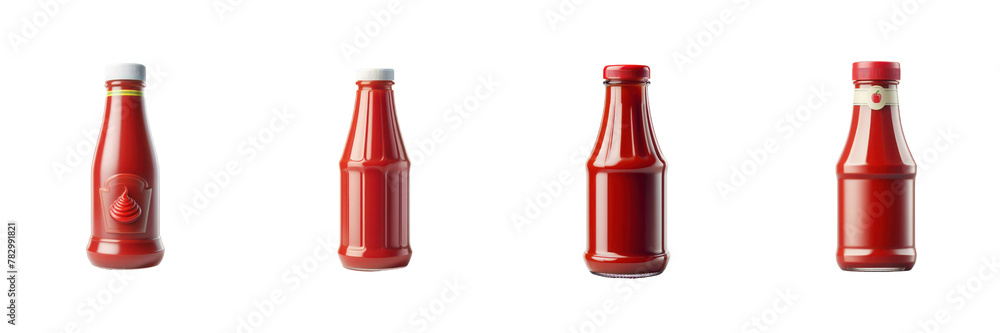 Set of Ketchup Bottle, illustration, isolated over on transparent white background Set of Ketchup Bottle, illustration, isolated over on transparent white background
