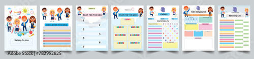 Editable Planner Homeschool for Kids, Gratitude Journal for Kids. Homeschool For Kids planner color full design layout template