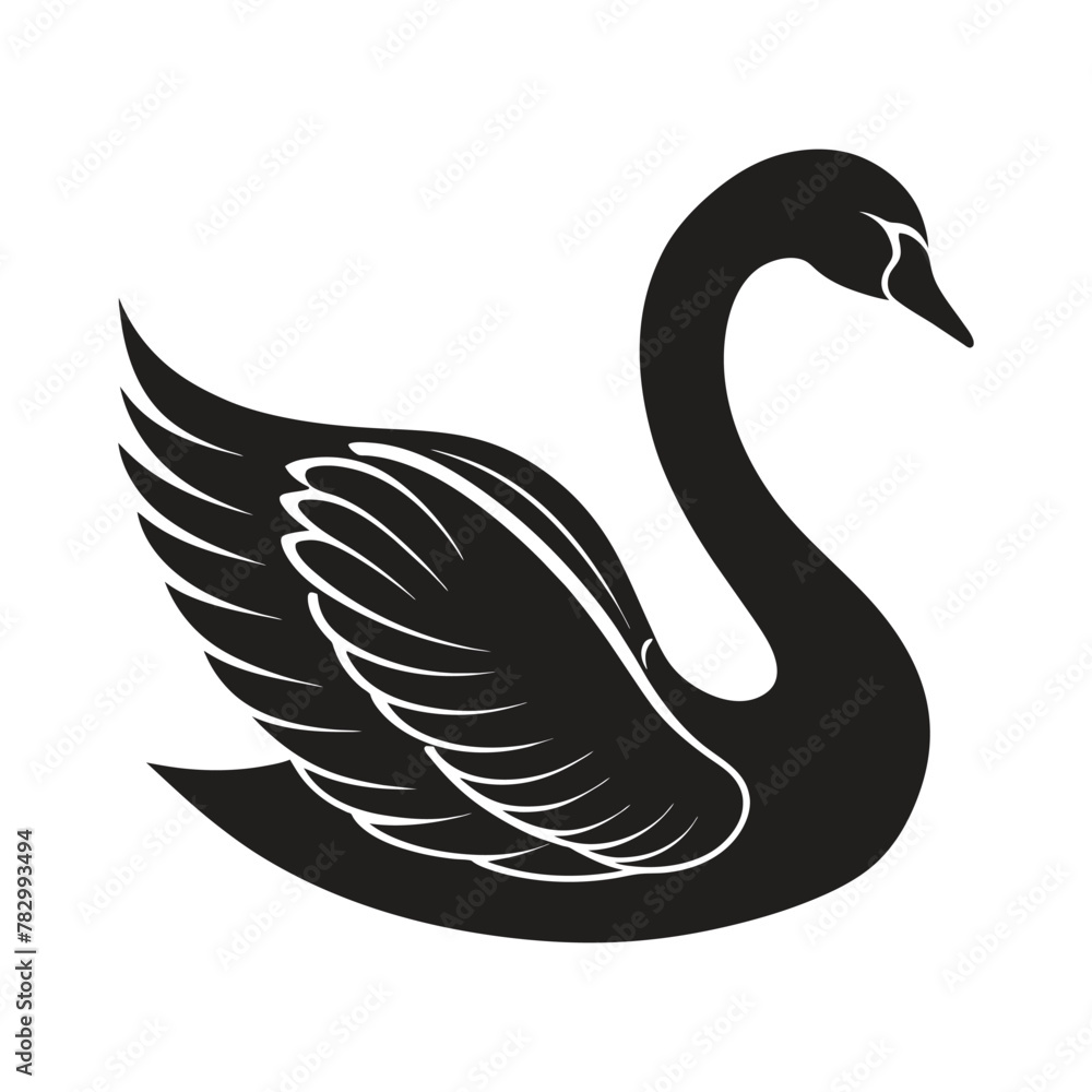 A silhouette swan black and white logo vector clip art A silhouette swan black and white logo vector clip art