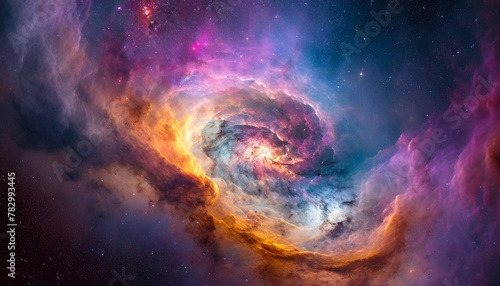 colorful space galaxy cloud nebula, showcasing vibrant hues and swirling patterns reminiscent of cosmic wonder background
