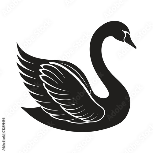 A silhouette swan black and white logo vector clip art