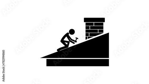 roof repair services, black isolated silhouette