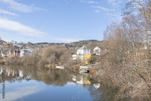 Walking along Nidelven (River) in a Spring mood in Trondheim city photo