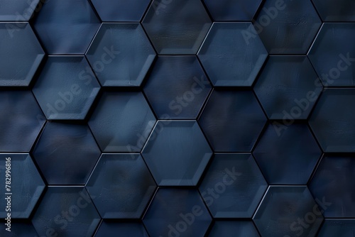 Close up of an Electric blue hexagon pattern on a grey wall dark blue wallpaper background