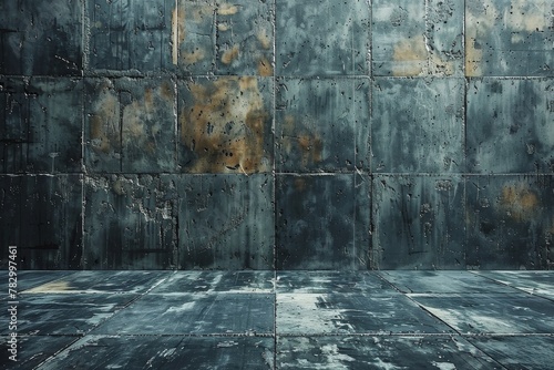The interplay of rust and patina creates an abstract and artistic texture on a metallic wall surface photo