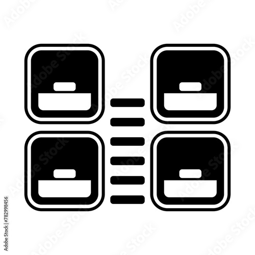 Simple capsule hotel silhouette icon. Vector.