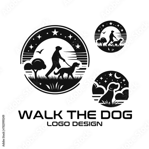 Walk The Dog Vector Logo Design