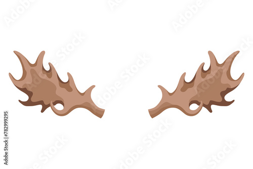 Horns. Hunting trophy.  horned wild animal. Pairs of antlers.  illustration of hunted animal, wildlife decoration concept