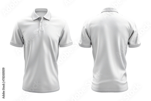 White polo shirt, front and back view, mockup, transparent or isolated on white background