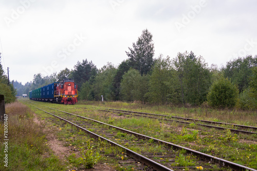 Russia, Tver region, Rantsevo station. The train is approaching the station. 2021. 