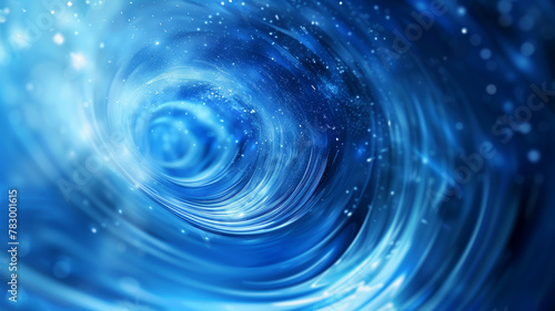 Vortex blue water background poster. Abstract concept banner. Digital raster bitmap illustration. AI artwork.