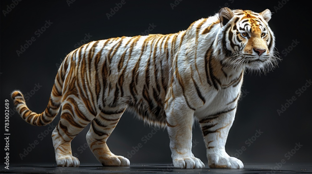 Obraz premium Majestic Bengal White Tiger. Observing the Unusual Behavior and Diverse Color Patterns of the Bengal White Tiger.