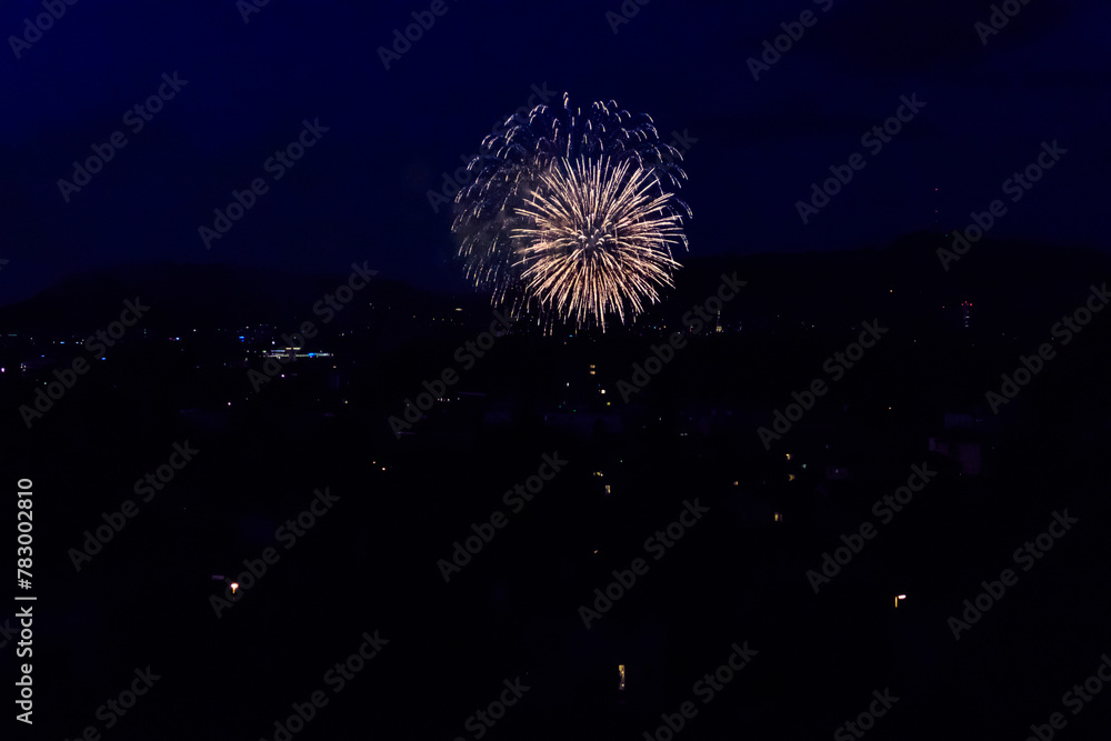 Beautiful fireworks over Bern city in Switzerland Beautiful fireworks over Bern city in Switzerland