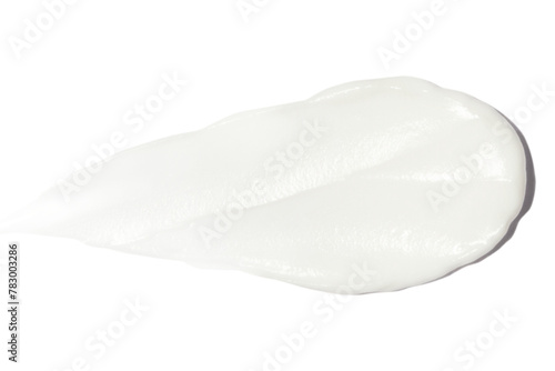 A smear of cream on a blank background.