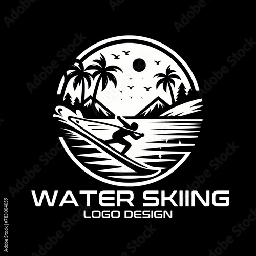 Water Skiing Vector Logo Design
