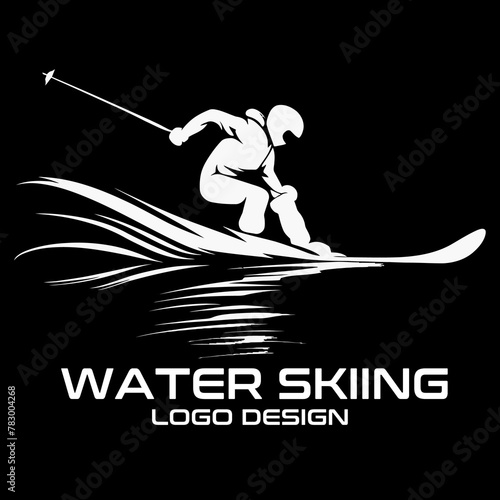 Water Skiing Vector Logo Design