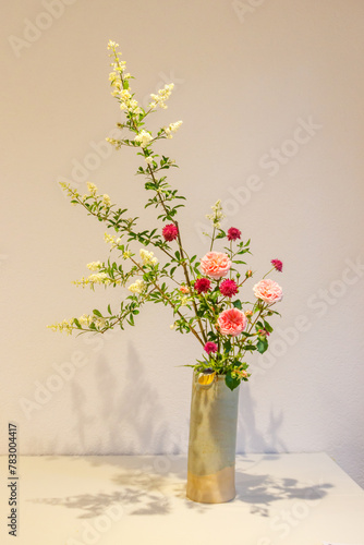 Japanese traditional ikebana flower decoration. Japanese art of flower arrangement