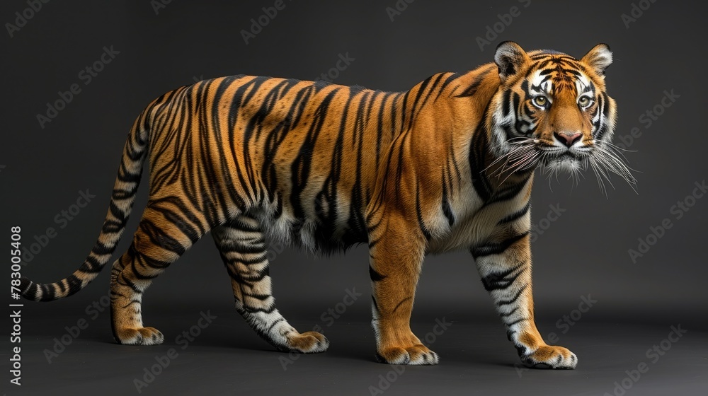 Sumatran Tiger in Natural Habitat. Profile View of Panthera tigris sumatrae, Commanding Its Territory with Poise.